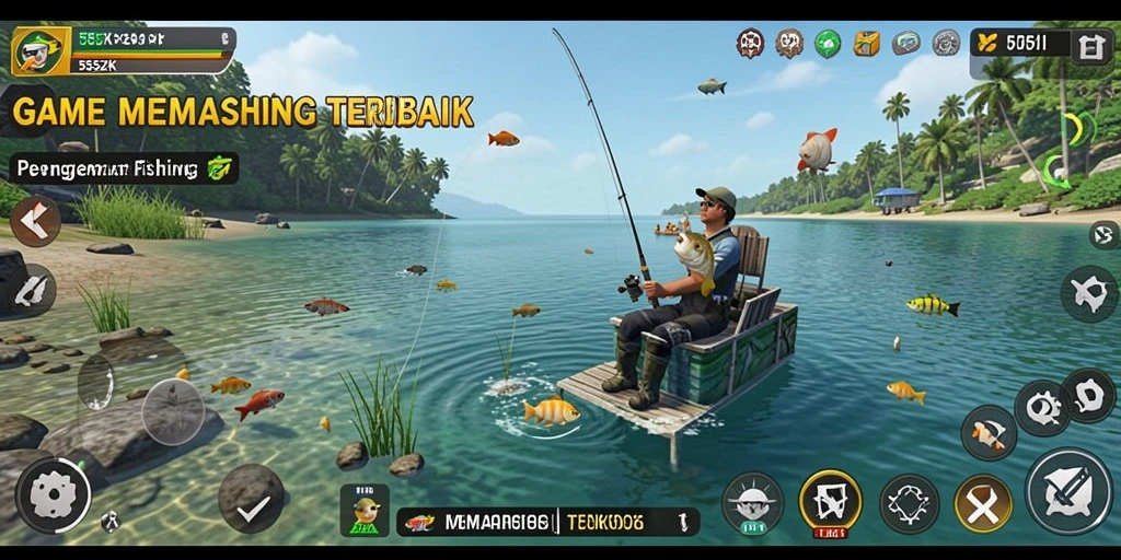 Tampilan gameplay menampilkan aksi menangkap ikan yang mendebarkan.