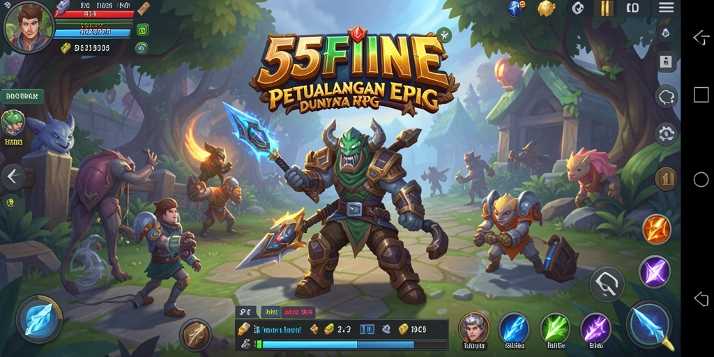 Tampilan gameplay RPG 55FIVE yang penuh aksi dan petualangan.