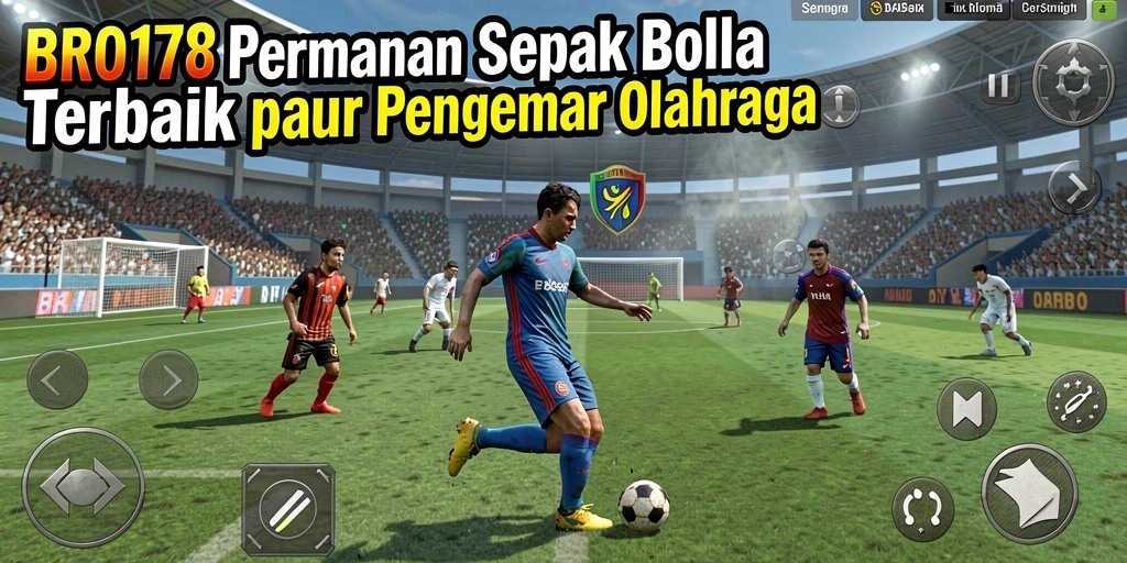 Screenshot utama BRO178 menampilkan aksi seru di lapangan sepak bola.