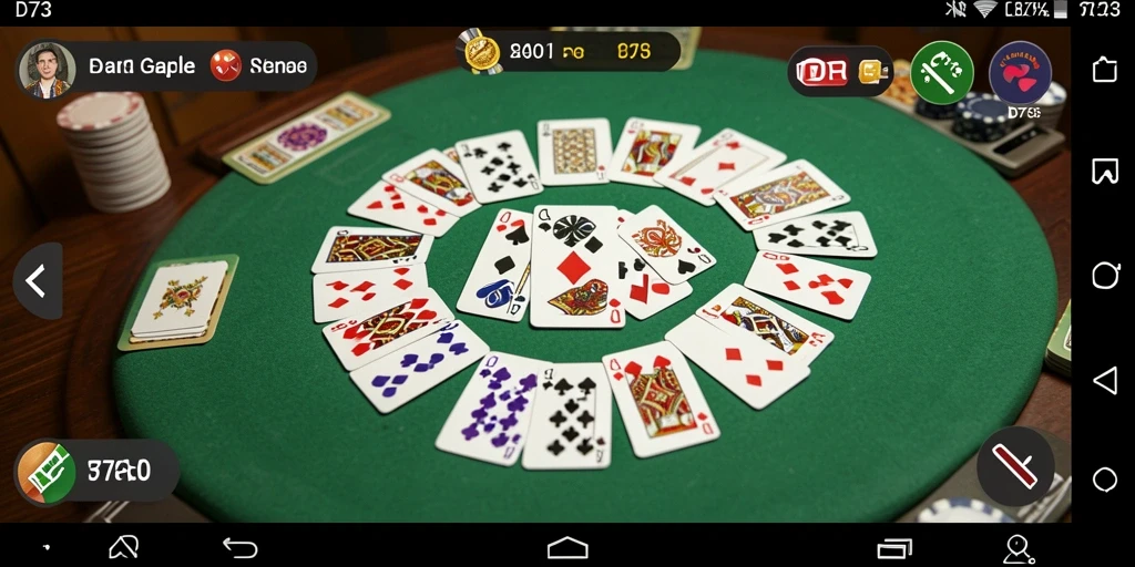 Tampilan screenshot D73 yang menampilkan gameplay Gaple yang seru dan menarik.
