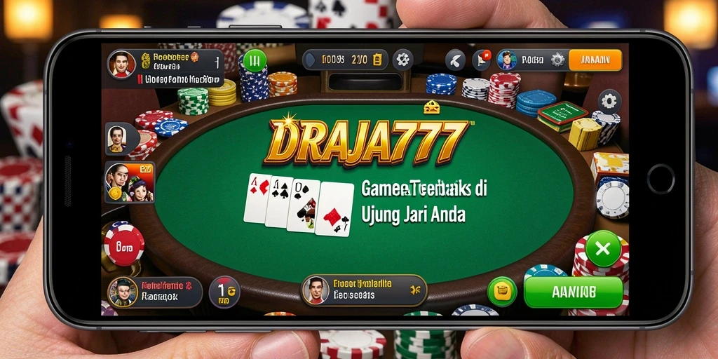 Screenshot gameplay DRAJA777 dengan pemain poker yang sedang beraksi.