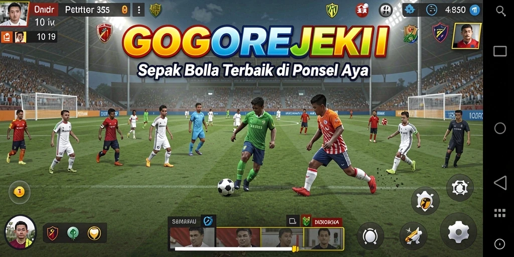 Tangkapan layar gameplay yang menampilkan aksi sepak bola seru.