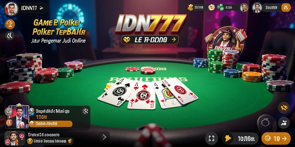 Tampilan antarmuka gameplay poker yang seru dan interaktif.