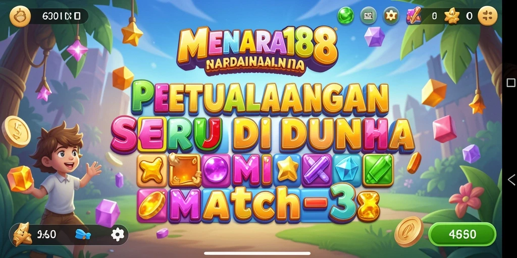 Screenshot dari gameplay MENARA188 yang menampilkan keseruan Match-3.