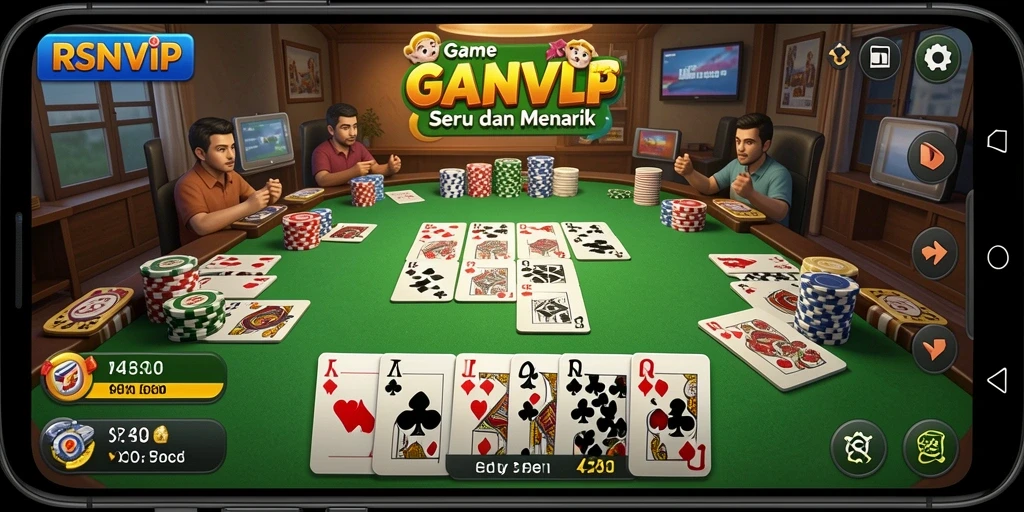 Tampilan gameplay RSNVIP yang seru dan menarik saat bermain Gaple.