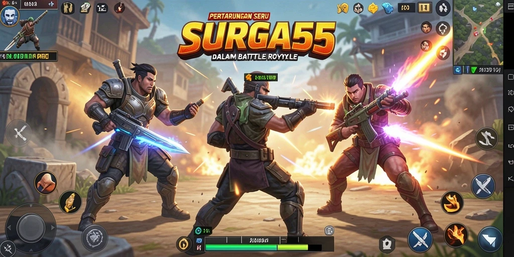 Gameplay SURGA55 dengan pertarungan epik dan strategi mendebarkan.
